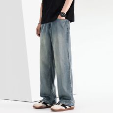 批发实拍2026<b class='q'>夏</b>季新款男士牛仔裤莱赛尔天丝垂感潮牌宽松直筒冰感裤子