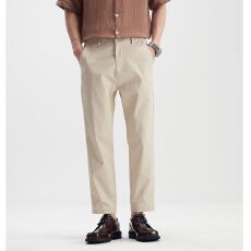 批发实拍夏季薄款棉弹九分裤男士2026新款英伦风休闲直筒微锥型裤子男