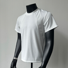 实拍夏季新款痞帅风插肩袖短袖T恤高弹针织面料透气修身打底衫