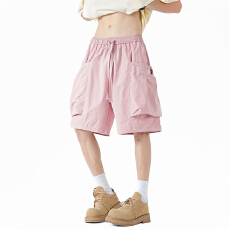 实拍2026夏季新款大口袋休闲短裤男宽松百搭时尚设计感冰感五分裤