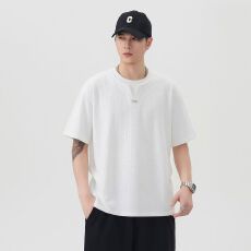 批发实拍2026夏季新款美式潮牌假两件短袖<b class='q'>t</b><b class='q'>恤</b>男百搭圆领半袖体恤