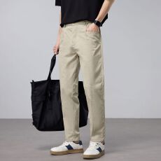 实拍2026夏季新款棉锦轻商务通勤休闲裤九分锥形裤子男