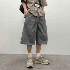 实拍2026夏季新款七分裤男生宽松直筒冰丝速干运动休闲裤