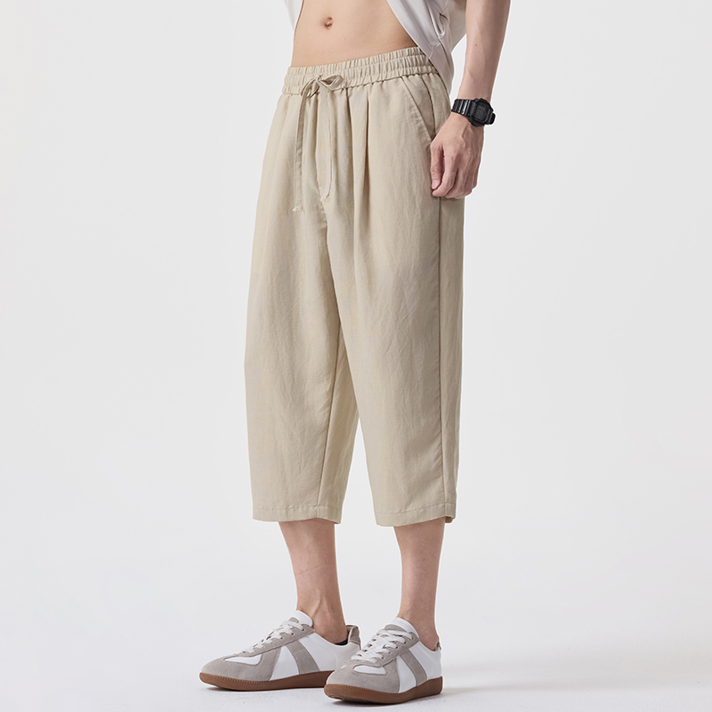 실사 2026 여름 새로운 라이 경기 서울 마 면 캐주얼 바지 남자 루즈핏 다용도 스트레이트 7 분 바지