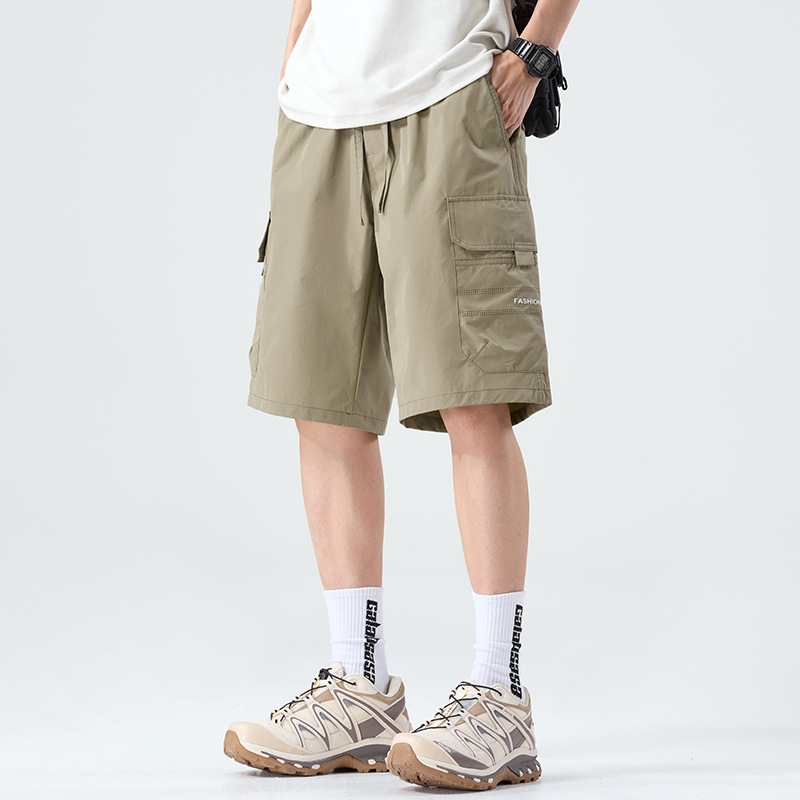 실사 2026 여름 새로운 얼음 실크 오부 바지 남자 루즈핏 다용도 워크웨어 반바지