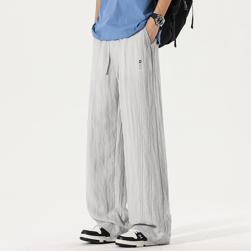 실사 2026 여름 새로운 오래된 돈 바람 아마 캐주얼 바지 남자 루즈핏 스트레이트 다용도 편안함 통기성 긴 바지