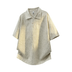 批发实拍夏季新款极简百搭开衫<b class='q'>衬衫</b><b class='q'>男</b>潮流薄款凉感短袖<b class='q'>男</b>
