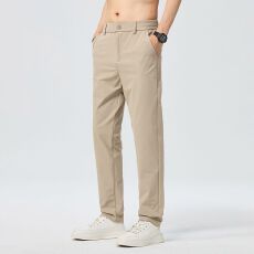 批发实拍2026夏季新款冰丝高弹休闲裤男士轻商务顺滑免烫长裤子男