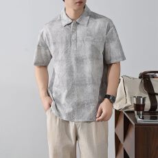批发实拍2026夏季新款美式复古冰丝凉感<b class='q'>衬衣</b>男款痞帅印花短袖<b class='q'>衬衫</b>男