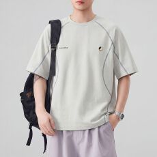 实拍夏季短袖新款T恤迪桑平纹功能型日常户外运动宽松百搭明线短t