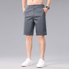 批发实拍2026夏季新款棉涤洗水弹力半松紧腰头韩版<b class='q'>商务</b>修身五分短裤男