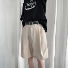 批发实拍夏季复古英伦风<b class='q'>西装</b>短裤<b class='q'>男</b>宽松百搭韩国小西裤潮流休闲五分裤
