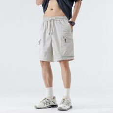 批发实拍夏季薄款冰丝短裤男美式工装裤直筒阔腿五分裤男