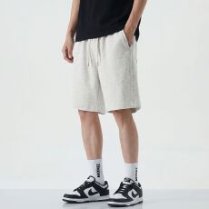 实拍夏季新款针织短裤男美式宽松直筒五分裤卫裤男简约休闲中裤