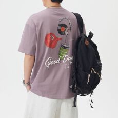 实拍美式潮牌纯棉刺绣重磅水洗短袖t恤男夏季宽松圆领半袖上衣