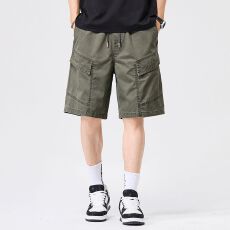 批发实拍夏季纯棉休闲<b class='q'>短裤</b><b class='q'>男</b>宽松百搭山系通勤耐磨结实大口袋五分裤