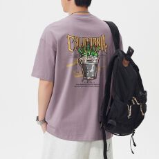 实拍美式潮牌重磅印花纯棉短袖t恤男宽松圆领休闲半袖简约上衣