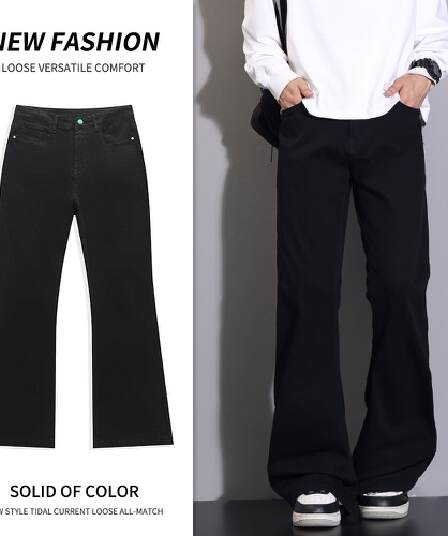 실사 아메리칸 조수 브랜드 작은 모통이 칼 검정색 청바지 디스플레이 가오 시안 다리 길이 부츠컷 캐주얼 워시 물 신축성 긴 바지