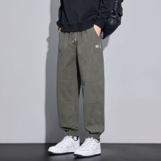 批发实拍2026秋<b class='q'>冬</b>新款纯棉弹力休闲裤男宽松休闲松紧腰百搭束脚裤