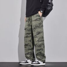批发实拍2026秋季新款迷彩潮牌弯刀休闲裤<b class='q'>男</b>潮流时尚百搭通勤宽松<b class='q'>裤子</b>