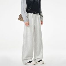 批发实拍2026秋<b class='q'>冬</b>新款直筒针织卫裤男女宽松阔腿百搭垂感休闲运动裤子