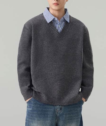 실사 2026 가을 겨울 새로운 학원 스타일 페이크 레이어드 스웨터 남녀 오래된 돈 바람 양모 니트 스웨터 맨위