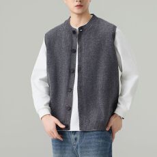 批发实拍2026秋冬新款老钱风针织开衫<b class='q'>马甲</b>男女款叠穿背心无袖毛衣外套