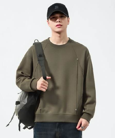 실사 2026 가을 겨울 새로운 미니멀리즘 구조 섹션 후드티 남성 라운드 넥 풀오버 트렌드 와 성별 다용도 맨위