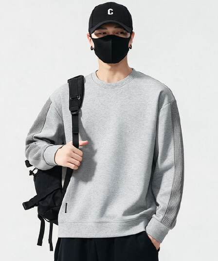 실사 가을 겨울 새로운 익스트림 제인 라운드 넥 후드티 남성 풀오버 트렌드 소매 패치워크 와 성별 다용도 출퇴근 맨위