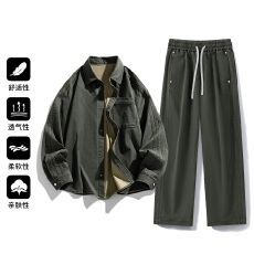 批发实拍<b class='q'>秋</b>冬新款水洗复古休闲套装男士大码宽松运动通勤日常一套搭配