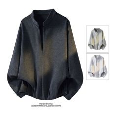 批发实拍秋冬季新款老钱风美式假两件设计感立领半开衫<b class='q'>休闲</b>卫衣