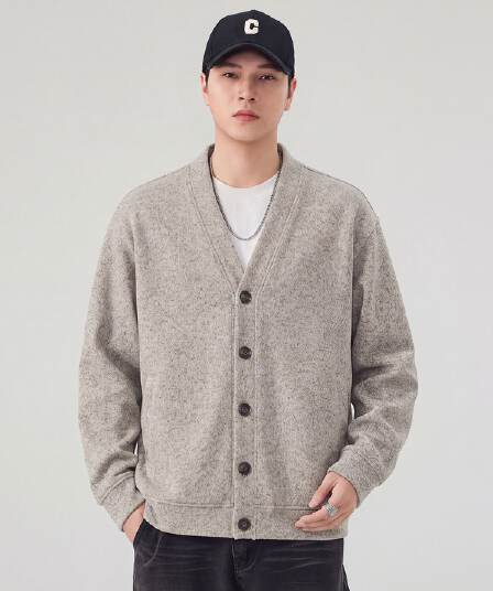 실사 가을 겨울 새로운 오픈 가디건 니트 후드티 남자 무거운 V넥 일본식 레트로 스웨터 코트 남성 자켓