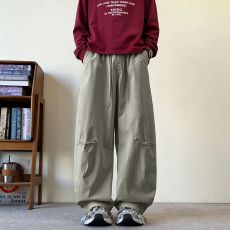 批发实拍<b class='q'>秋</b>冬新款美式高街休闲裤男阔腿弯刀裤百搭cleanfit垂感长裤