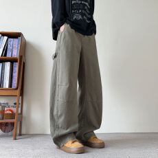 批发实拍<b class='q'>秋</b>冬新款美式复古宽松弯刀休闲裤男女潮牌cleanfit百搭工装裤