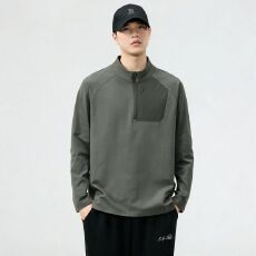 批发实拍<b class='q'>秋</b>季新款户外山系轻氧运动长袖T恤修身百搭立领骑行拼接撞色
