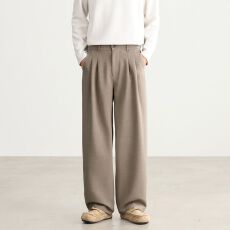 批发实拍秋冬新款美式cleanfit宽松直筒休闲小西裤<b class='q'>男</b>百搭简约通勤长裤