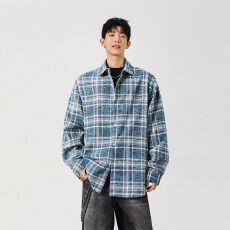 实拍2026秋季新款做旧格子衬衫美式复古休闲松弛感长袖衬衫外套