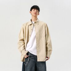实拍纯棉条纹衬衫男长袖复古简约情侣随性自在松弛感亲肤百搭上衣