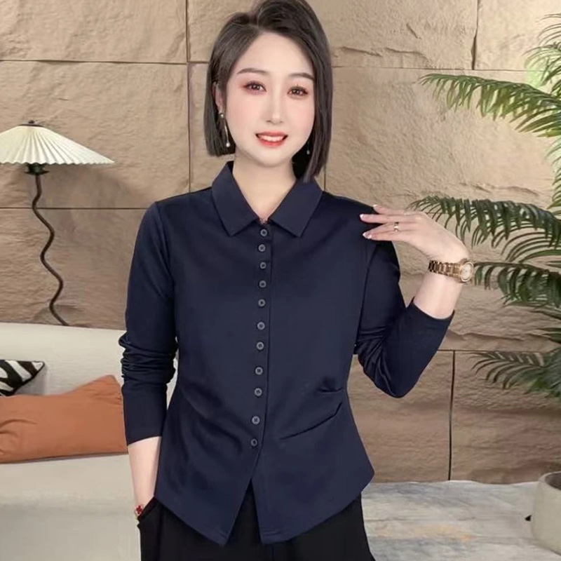 경관 그림 2026 새로운 오픈 가디건 6 단추 구멍 봄 드레스 미니멀리즘 단색 허리 수축 셔츠 버클 여성 품격 다용도 만나는 셔츠