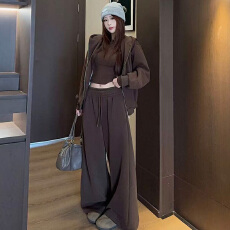 批发官图 秋季卫衣<b class='q'>套装</b>女宽松连帽卫衣+阔腿显瘦长裤+修身内搭T恤女装