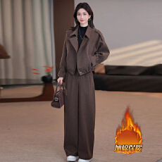 批发官图 <b class='q'>风衣</b>夹棉短外套女复古宽松休闲夹克美拉德棕色两件套