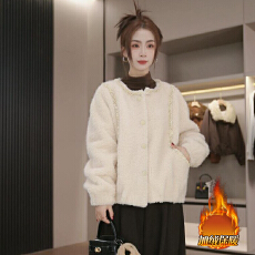 批发官图  皮毛一体女春秋冬季短款短外套长袖开衫上衣<b class='q'>韩版</b>休闲上衣