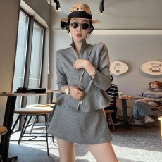 批发官图 <b class='q'>时尚</b>套装女2026春季新款小众洋气显瘦时髦立领上衣裙裤套装