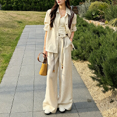 批发官图 2026春季新款韩系简约气质减龄显瘦衬衫阔腿<b class='q'>裤</b><b class='q'>套装</b>