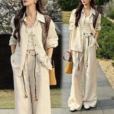 批发官图 2026春季新款韩系简约气质减龄显瘦衬衫阔腿<b class='q'>裤</b><b class='q'>套装</b>