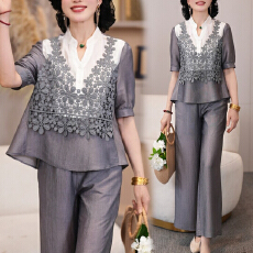 批发官图 2026新款<b class='q'>妈妈装</b>夏季<b class='q'>时尚</b>套装气质<b class='q'>中年女装</b>宽松显瘦两件套