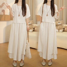 批发官图 小个子女夏季新款慵懒显瘦上衣气质显瘦小众休闲裙裤套装