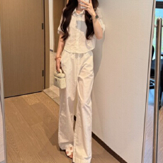 批发官图  时尚<b class='q'>套装</b>女夏季新款简约气质通勤衬衫短裙高腰阔腿裤<b class='q'>套装</b>