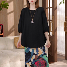 批发官图 夏季新款宽松休闲龟背T恤时尚显瘦透气百搭圆领<b class='q'>中袖</b>上衣