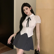 批发实拍日系学院风JK衬衣+百褶裙